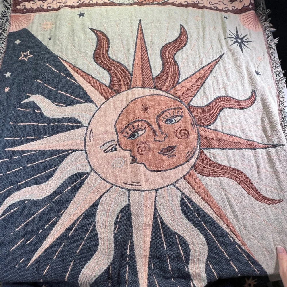 Earthbound Trading Co Sun Moon Celestial Woven Cotton Throw  Tapestry60x80